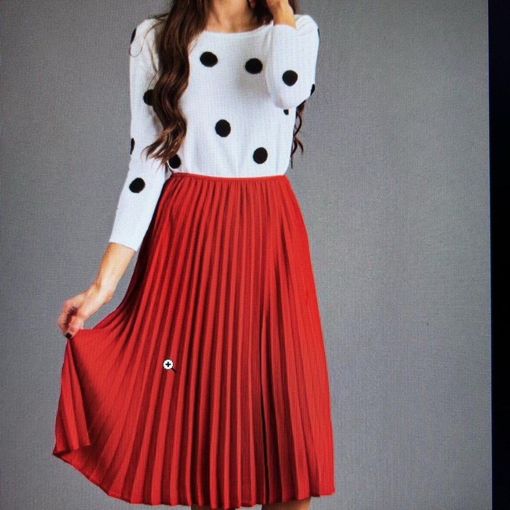 Rachel Zoe Red A-Line Pleated Skirt